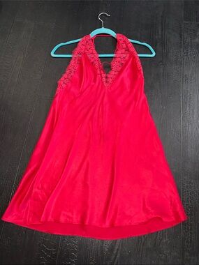 Victoria’s Secret Nightie lingerie red medium 
Plunge V  back lace